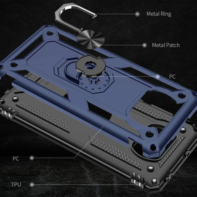 Ударопрочный чехол Serge Ring for Magnet для Xiaomi Poco X3 NFC / Poco X3 Pro Темно-синий Без бренда - изображение 6