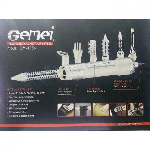 Стайлер для волос 7 в 1 Gemei GM-4836 (GK510215) - Фото 4 Стайлер для волос 7 в 1 Gemei GM-4836 (GK510215) - изображение 4