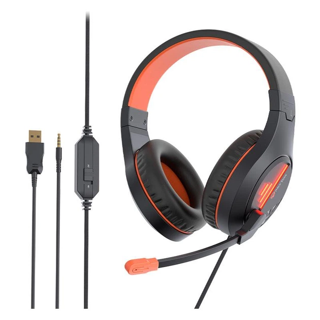 Игровые наушники MEETION Gaming Backlit MT-HP021 с микрофоном и LED подсветкой проводные Black (MT-HP021) - изображение 2
