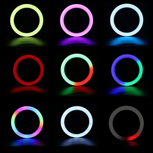 Кольцевая светодиодная цветная лампа RGB LED MJ26 Набор блогера селфи кольцо со штативом 2.1 метр и пульт переключения (333) - Фото 9 Кольцевая светодиодная цветная лампа RGB LED MJ26 Набор блогера селфи кольцо со штативом 2.1 метр и пульт переключения (333) - изображение 9