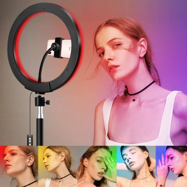 Кольцевая светодиодная цветная лампа RGB LED MJ26 Набор блогера селфи кольцо со штативом 2.1 метр и пульт переключения (333) - Фото 4 Кольцевая светодиодная цветная лампа RGB LED MJ26 Набор блогера селфи кольцо со штативом 2.1 метр и пульт переключения (333) - изображение 4