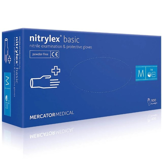 Рукавички нітрилові неопудрені фіолетові, розмір M (100 шт/уп) Nitrylex BASIC - зображення 1