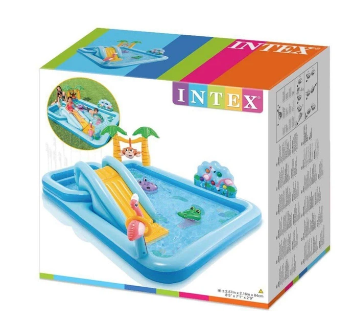 Детский надувной бассейн Intex 57161-2 Приключения джунглей c фонтаном шариками подстилкой и насосом 257х216х84 см (lbk-57161-2) - изображение 3