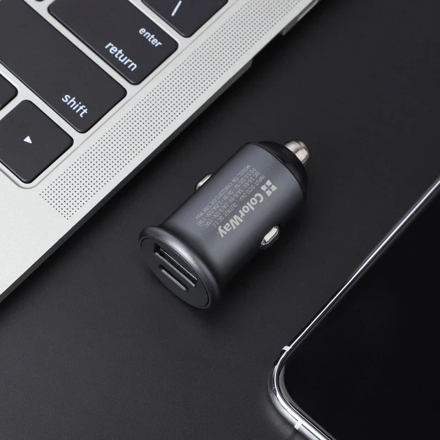 Автомобильное зарядное устройство ColorWay 2USB Type-C PD20W + USB QC3.0 ) (38W) Grey (CW-CHA029PD-GR) - изображение 6