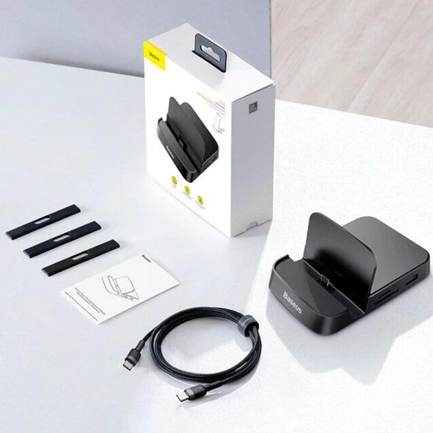 Док-Станція підставка BASEUS Mate Docking Type-C Mobile Phone Intelligent HUB Docking Station для телефону планшета Samsung / Xiaomi / Huawei 7in1 (CAHUB-AT01) - Фото 8 Док-Станція підставка BASEUS Mate Docking Type-C Mobile Phone Intelligent HUB Docking Station для телефону планшета Samsung / Xiaomi / Huawei 7in1 (CAHUB-AT01) - зображення 8