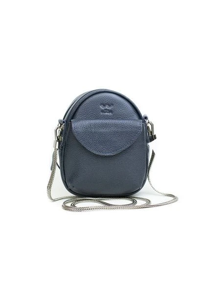 Кожаная женская сумка мини The Wings Kroha темно-синяя флотар TW-KROHA-DARK-BLUE-FLO - изображение 2