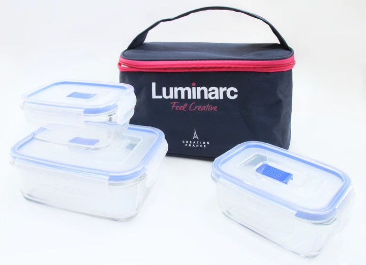 Набір контейнерів Luminarc Pure Box Active 3 шт. + термосумка (P8002) - Фото 1 Набір контейнерів Luminarc Pure Box Active 3 шт. + термосумка (P8002) - зображення 1