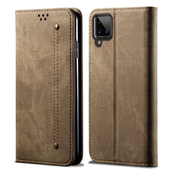 Чехол-книжка с кармашками UniCase Jeans Wallet для Samsung Galaxy A12 (A125) / A12 Nacho (A127) / M12 (M127) - Khaki - изображение 3