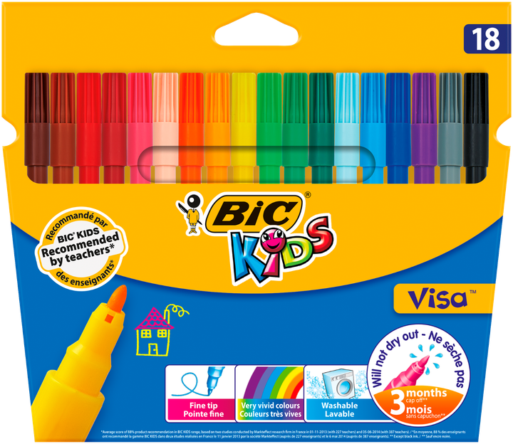 Фломастеры Bic Kids Visa 880 18 цветов (bc888681) - Фото 1 Фломастеры Bic Kids Visa 880 18 цветов (bc888681) - изображение 1