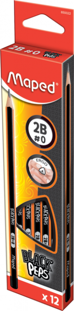 Карандаш графитовый Maped Black Peps 2B без ластика (MP.850022) - изображение 2
