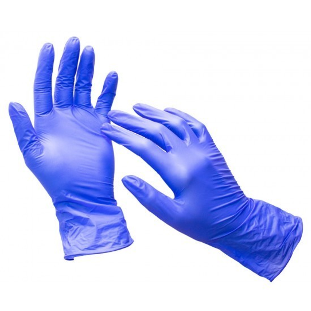 Перчатки Mercator Medical Nitrylex basic размер "M" нитриловые неопудренные текстурированные (100шт-50пар) Синие - изображение 2