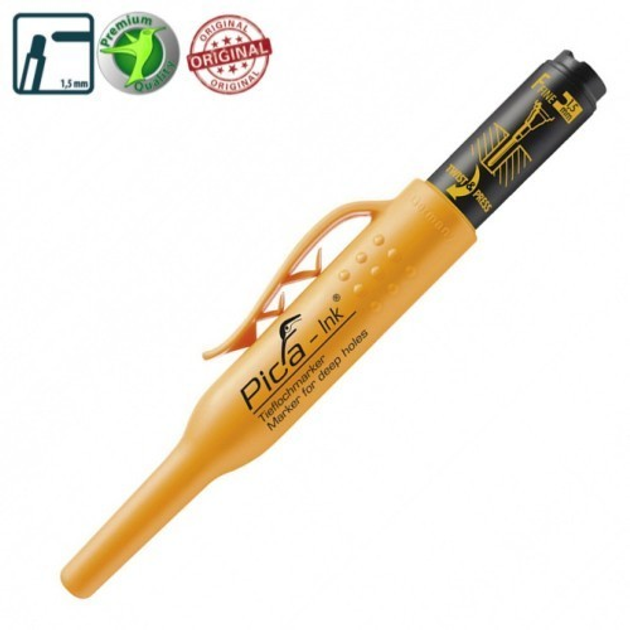 Маркер PICA фирменный с длинным носиком Ink Deep Hole Marker, чёрный ...