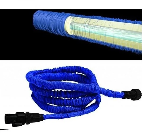 Садовый шланг для полива X-Hose 52 метров растягивающийся с распылителем (синий) - изображение 3