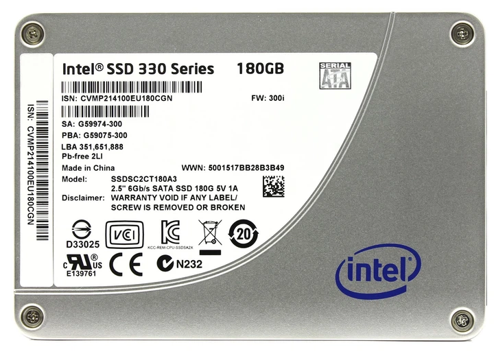 Intel SSD 180GB SSDSC2CT180A3 #1341中古品 Накопитель SSD 180GB Intel 330 2.5\" SATAIII MLC (SSDSC2CT180A3