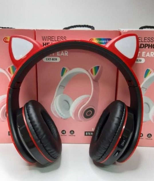 Беспроводные Bluetooth наушники CXT-B39 Cat Ear с ушками и LED ...