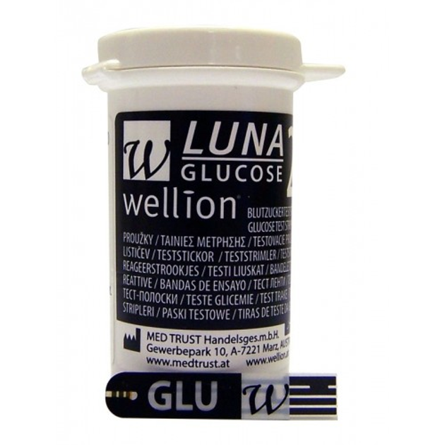 Тест-смужки Веллион Місяць Глю для визначення глюкози у крові Wellion Luna GLU), 25 шт. - зображення 1