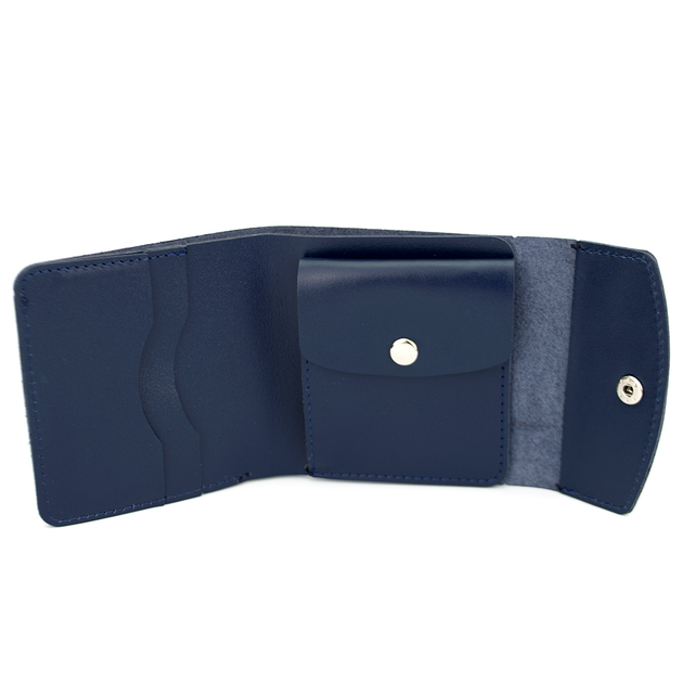 Женский кожаный кошелек маленький на кнопке Handycover HC0062 синий - изображение 2