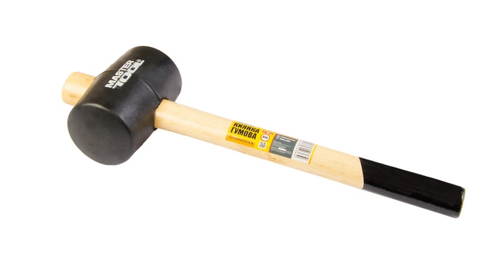 Киянка гумова MASTERTOOL 60 мм 450 г ручка з дерева чорна 02-0302 - Фото 1 Киянка гумова MASTERTOOL 60 мм 450 г ручка з дерева чорна 02-0302 - изображение 1