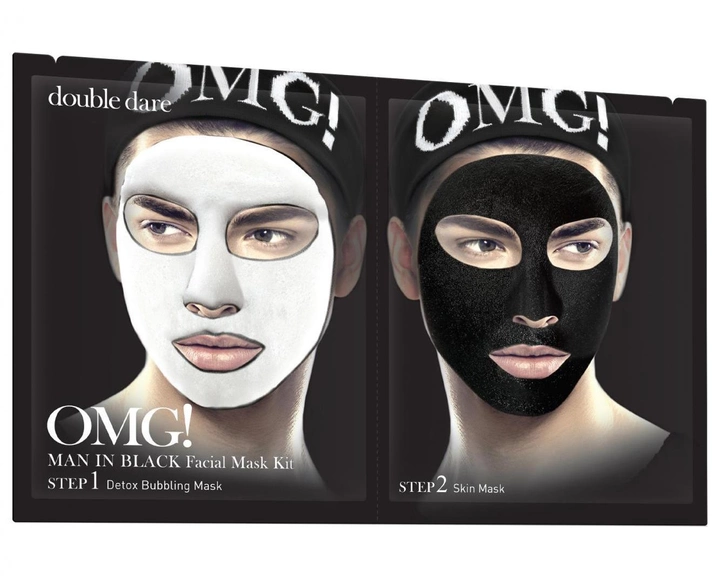 Двухкомпонентный комплекс мужских масок Детокс Double Dare Omg! Man In Black Facial Mask Kit 1 шт (812772011975) 