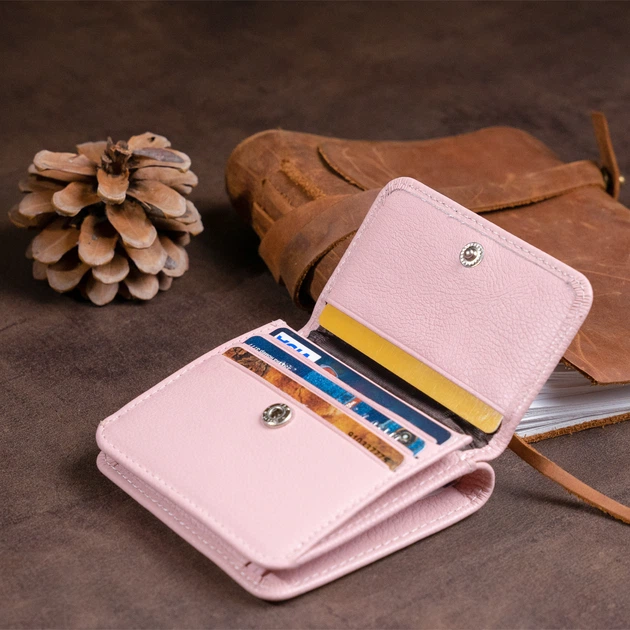 Маленький кошелек на кнопке женский ST Leather Розовый 2968-87951 - изображение 8