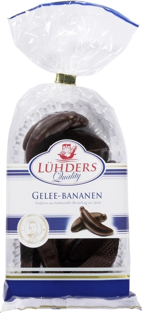 Конфеты Luhders Бананы в черном шоколаде желейные 175 г (4009371002626) 