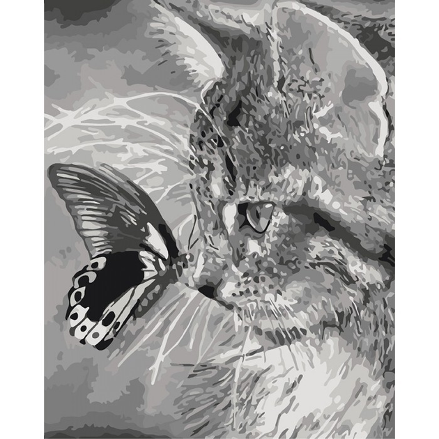 Картина кошка и бабочка