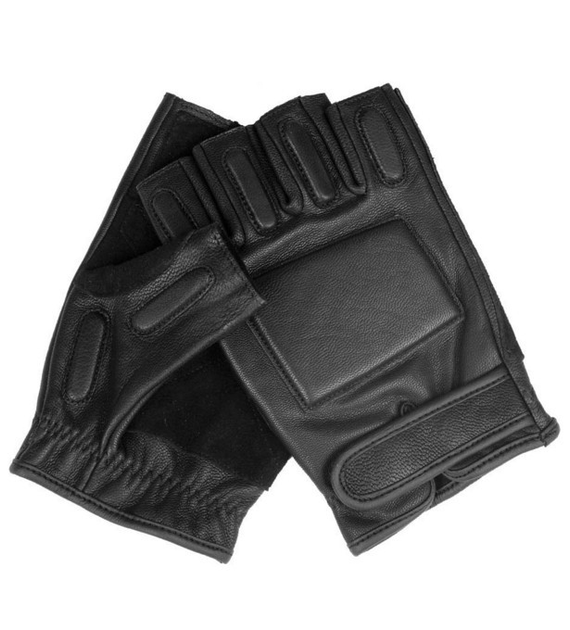 Перчатки тактические кожаные Mil-tec беспалые черные (12515002_L) размер L - изображение 1