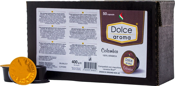 Капсула Dolce Aroma Colombia для системы Lavazza Blue 8 г х 50 шт (4820093484855) - Фото 2 Капсула Dolce Aroma Colombia для системы Lavazza Blue 8 г х 50 шт (4820093484855) - изображение 2