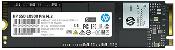 SSD диск HP EX900 Pro 256GB NVMe M.2 2280 PCIe 3.0 x4 3D NAND TLC (9XL75AA#ABB) - изображение 2