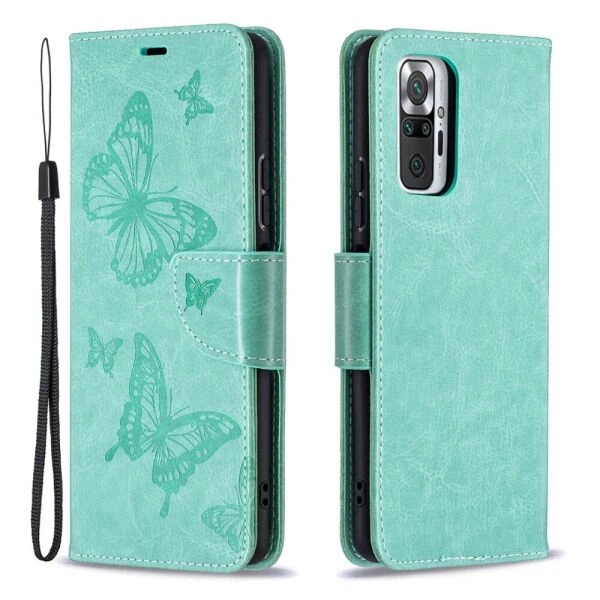 Чехол-книжка с рисунком UniCase Butterfly Pattern для Xiaomi Redmi Note 10 Pro - Green - изображение 2