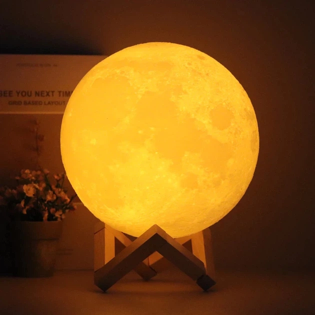 Ночник 3D Луна RGB 14 см, на подставке UFT Moon light (3Dmoon11) - изображение 3