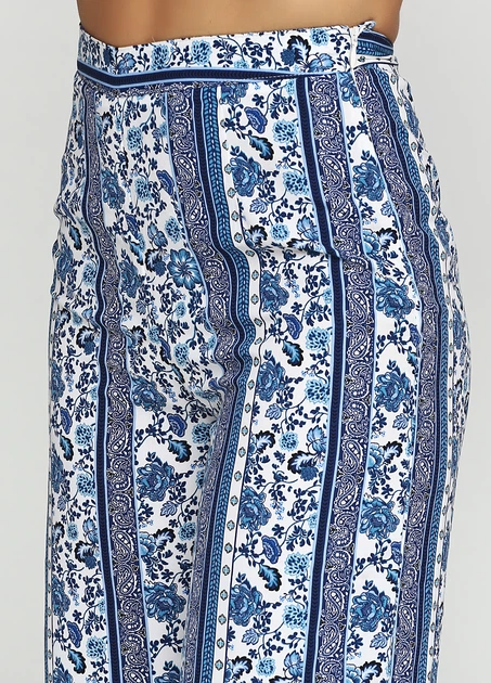 Брюки H&M 38 Синий 0101255_цветы_11 - изображение 3