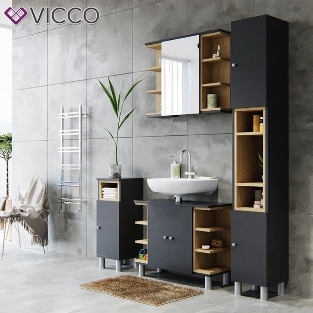 Шкафчик для ванной Vicco Aquis, 30x81,8, антрацит - изображение 4