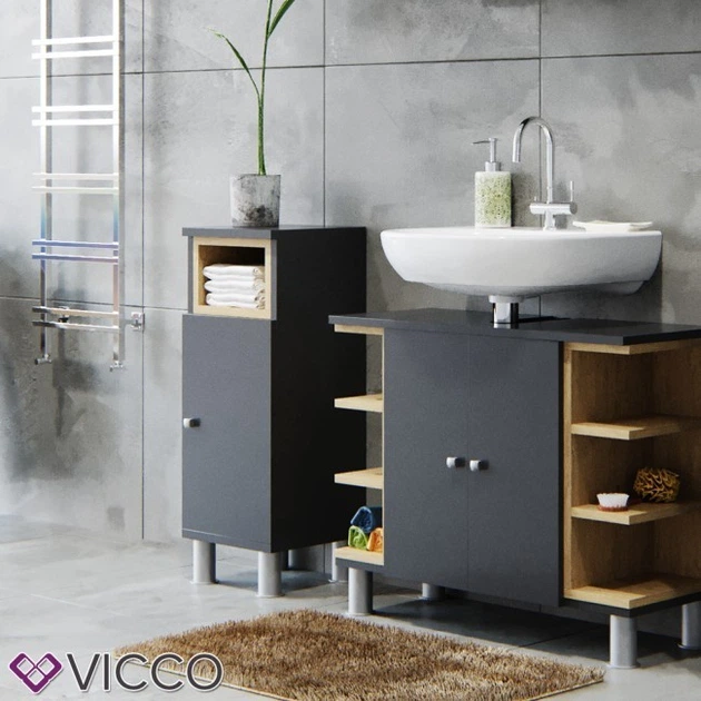 Шкафчик для ванной Vicco Aquis, 30x81,8, антрацит - изображение 5