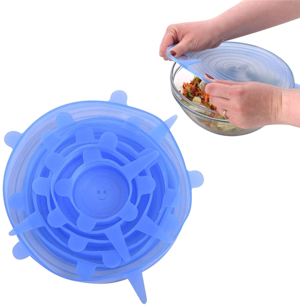Набор силиконових кришек Kitchenio Super Stretch Silicone Синих 6 шт (2000992400725) - изображение 6