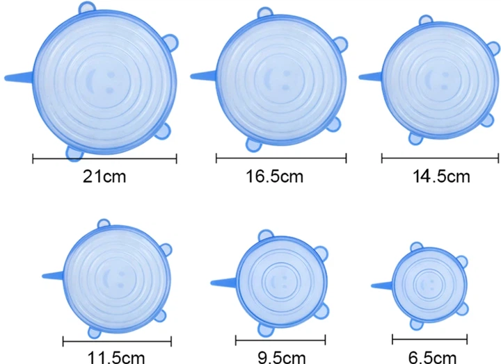 Набор силиконових кришек Kitchenio Super Stretch Silicone Синих 6 шт (2000992400725) - изображение 7