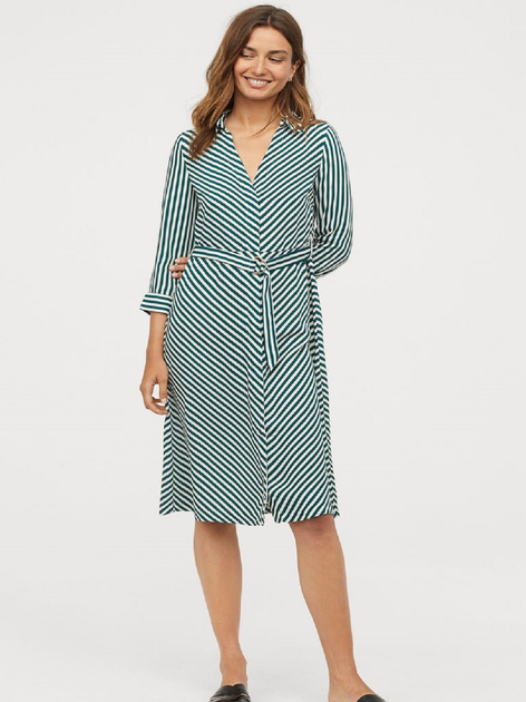 H&m green 2024 striped dress