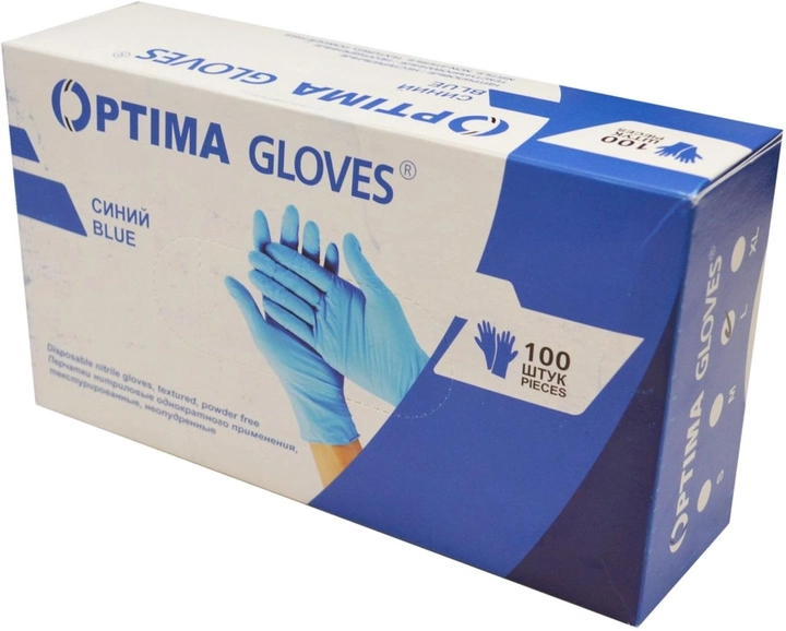Перчатки медицинские нитриловые смотровые Optima Gloves нестерильные неопудренные L 50 пар Синие (52-108) - изображение 2