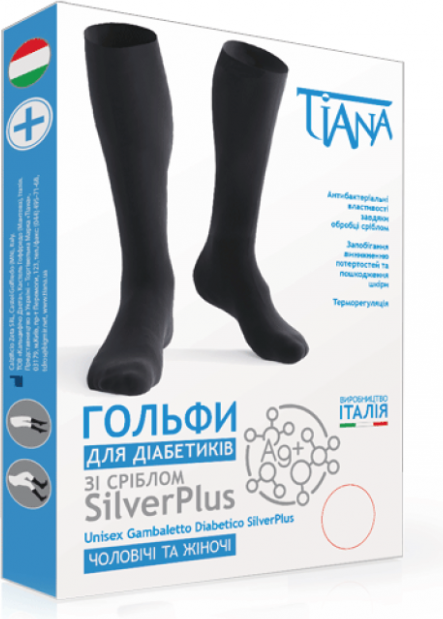 Гольфы для диабетиков с серебром Tiana SilverPlus 735 41-43 Черные (4820192752619) - изображение 2