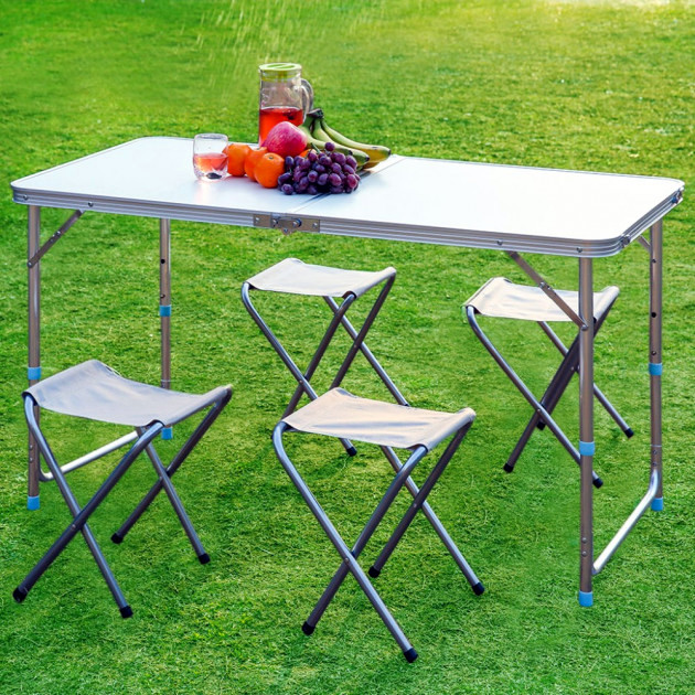 Туристический стол складной 4 стула Folding Table 120х70х60 см (0676 .