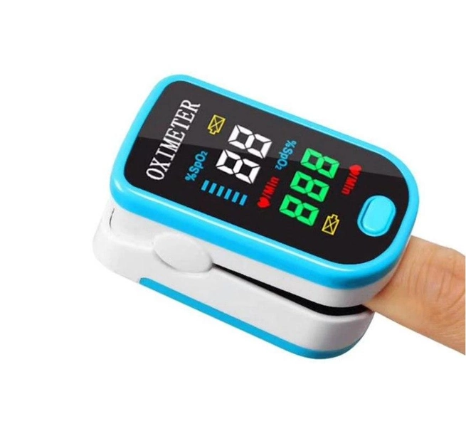 Пульсоксиметр на палець для вимірювання пульсу і сатурації крові Pulse Oximeter з батарейками - зображення 2