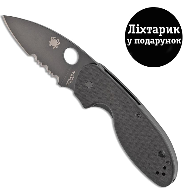 Ніж Spyderco Efficent Black Blade полусеррейтор C216GPSBBK - зображення 1