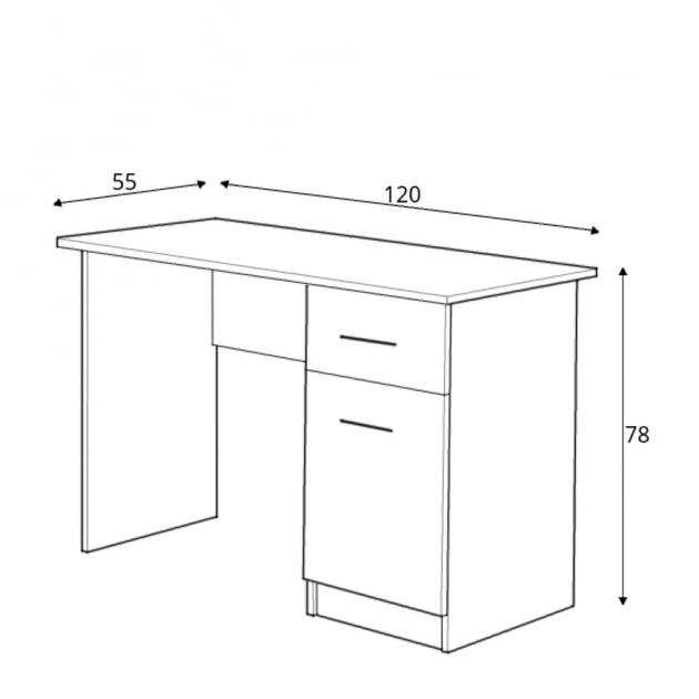 Однодверний стіл з тумбою та ящиком для офісу чи кабінету Elmo Halmar 120x78x55 (V-UA-ELMO) 145397 - изображение 2