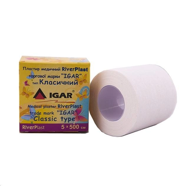 Пластир медичний IGAR RiverPlast на тканинній основі (бавовна) 5 см х 500 см - зображення 1