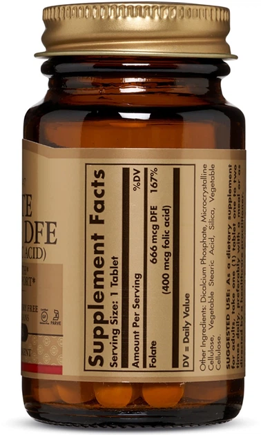 Дієтична добавка Solgar Фолієва кислота (В9), Folic Acid, 400 мкг, 100 таблеток (0033984010802) - зображення 2