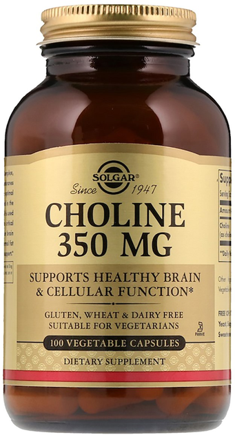 Холин Solgar 350 мг, Choline 350 мг, 100 растительных капсул ...