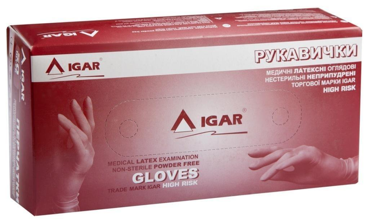 Перчатки латексные медицинские нестирильные High Risk Igar XL 25 пар/упаковка - изображение 2