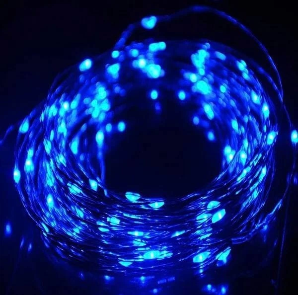 Светодиодная гирлянда нить Роса 10 м 100 LED на батарейках синий цвет гирлянда проволока гибкая гирлянда - изображение 3