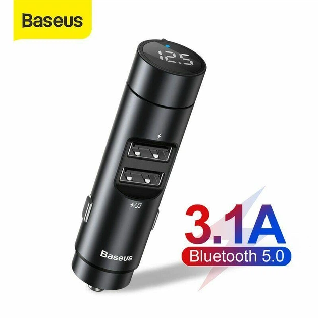 ФМ модулятор BASEUS Energy Column Car Wireless MP3 charger 2USB, 3.1A