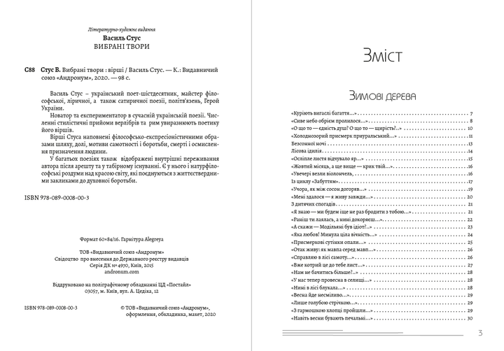 Вибрані твори (Зимові дерева, Веселий цвінтар, Палімпсести, Круговерть) - Василь Стус (978-089-0008-00-3) - зображення 2